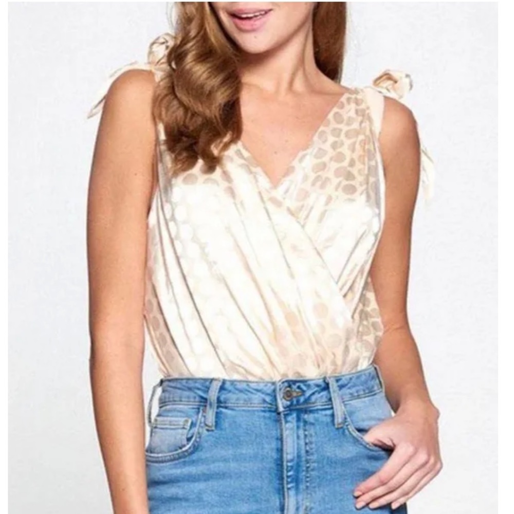 Strut & Bolt Champagne Polka Dot Bodysuit NWT